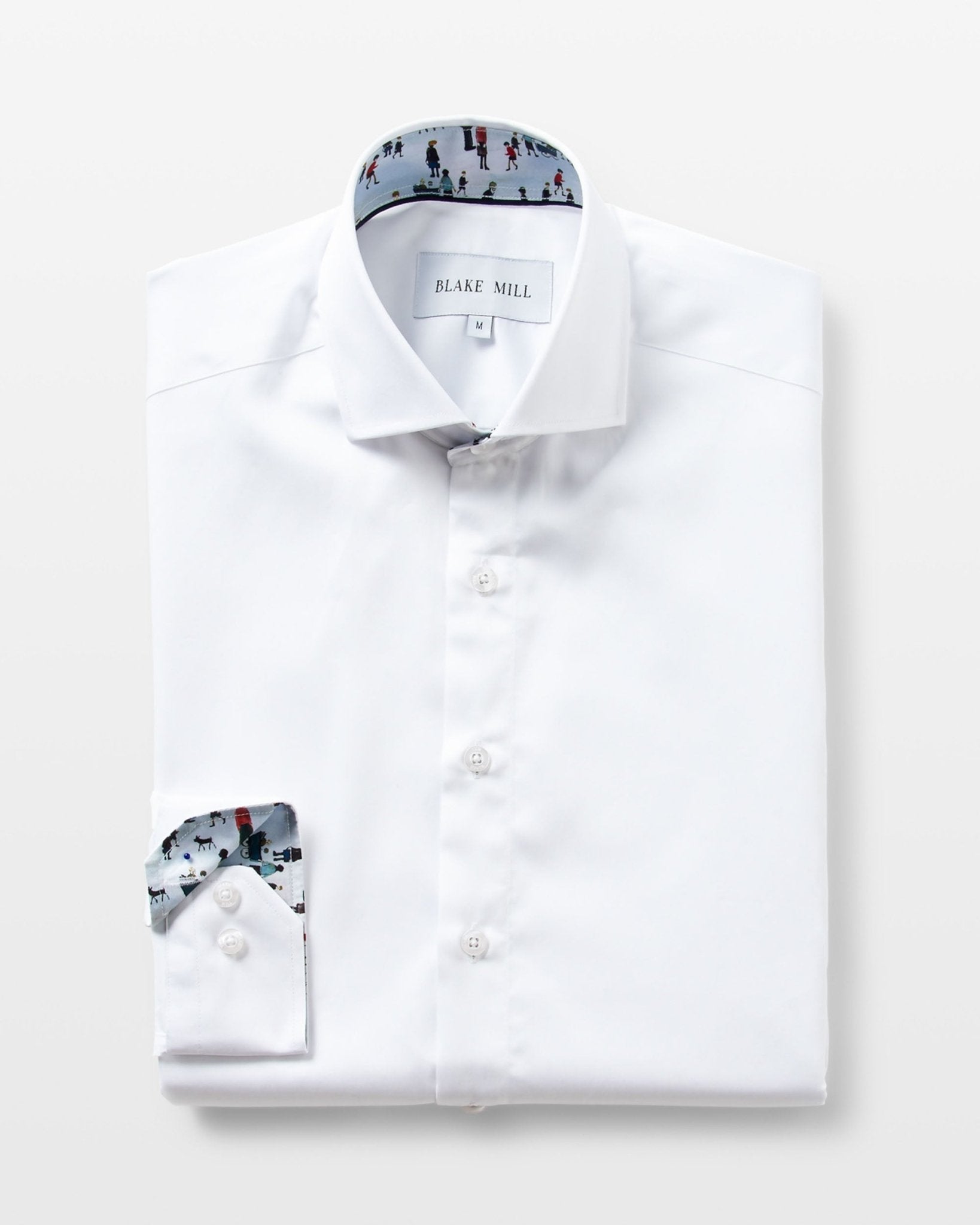 White Sateen with Lowry Blue Accents Shirt - Blake Mill