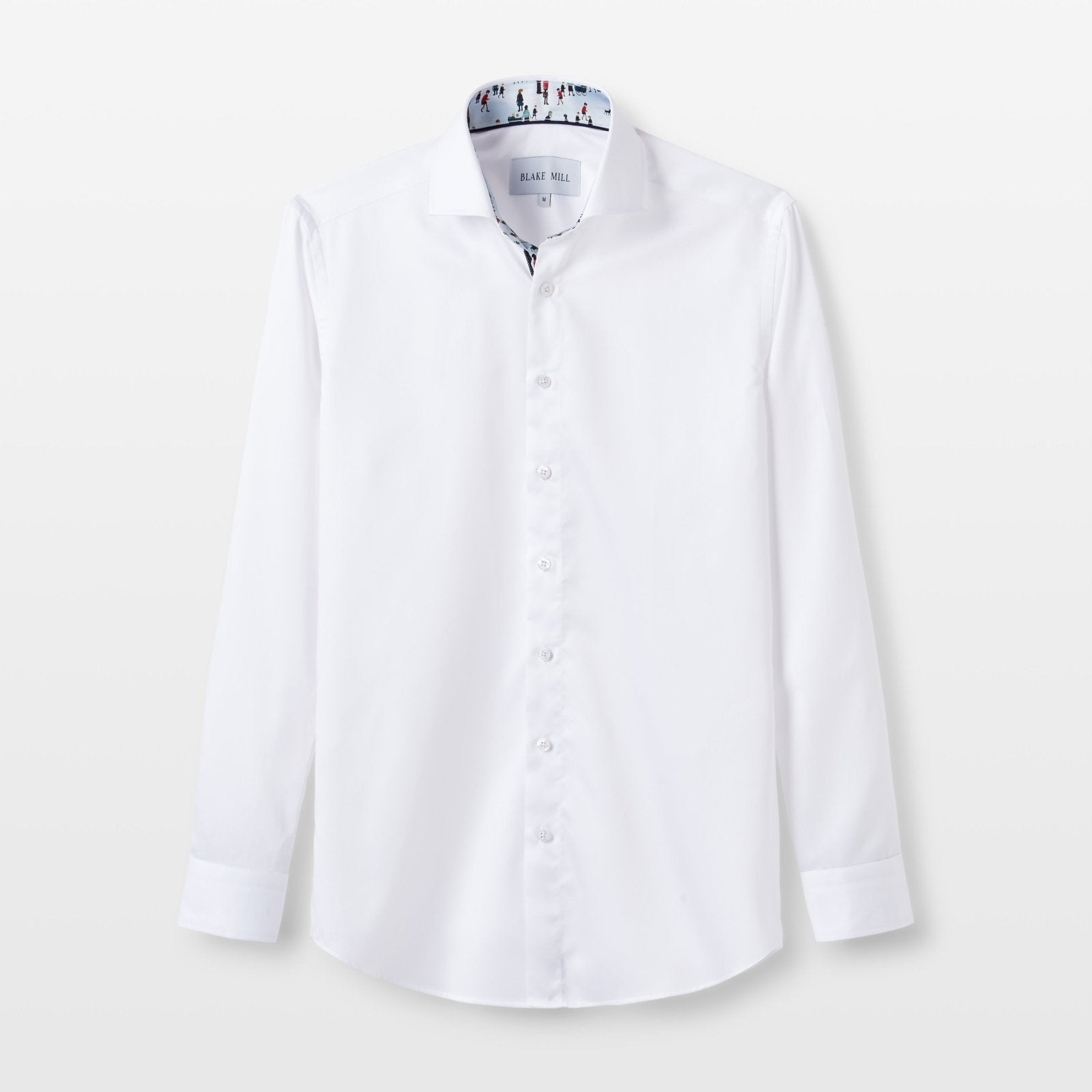 White Sateen with Lowry Blue Accents Shirt - Blake Mill