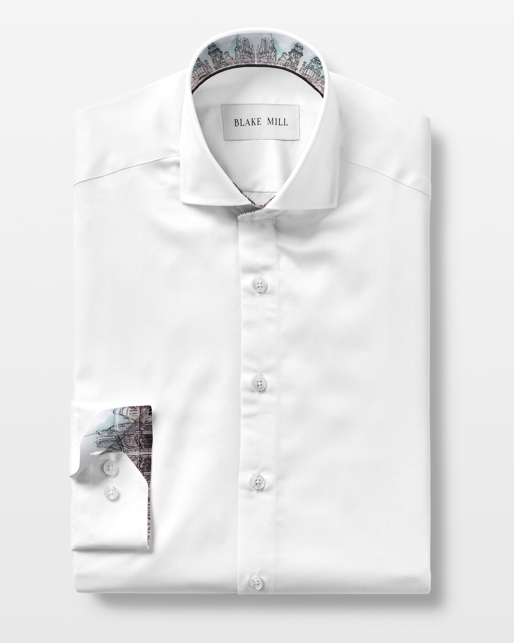 White Sateen with Midland Accents Shirt - Blake Mill