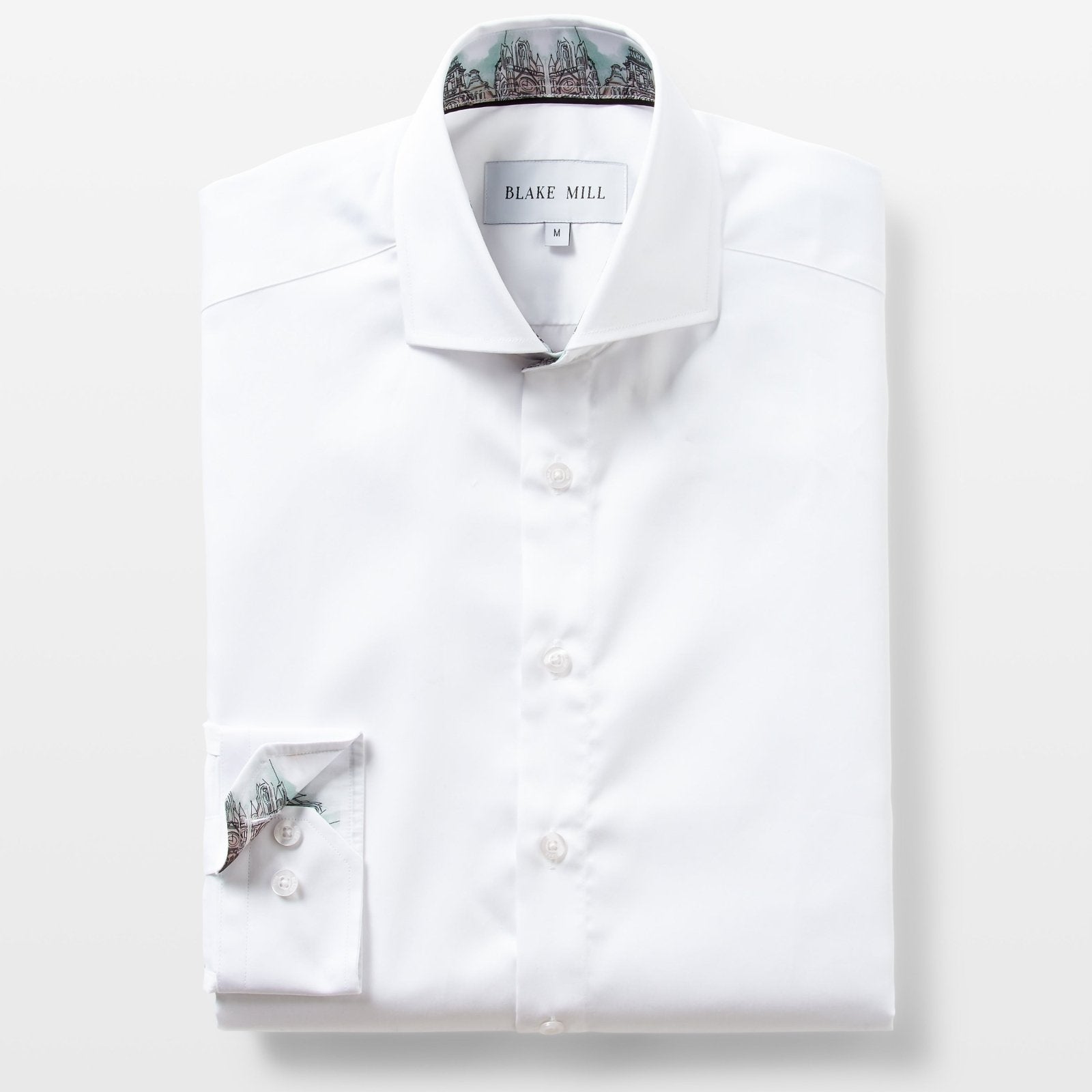 White Sateen with Midland Accents Shirt - Blake Mill