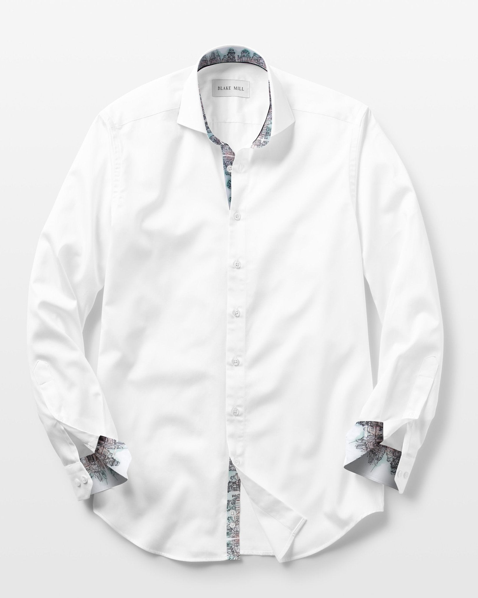 White Sateen with Midland Accents Shirt - Blake Mill