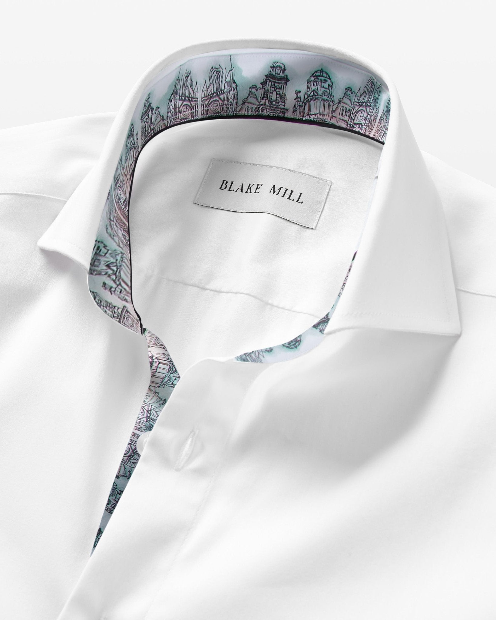 White Sateen with Midland Accents Shirt - Blake Mill