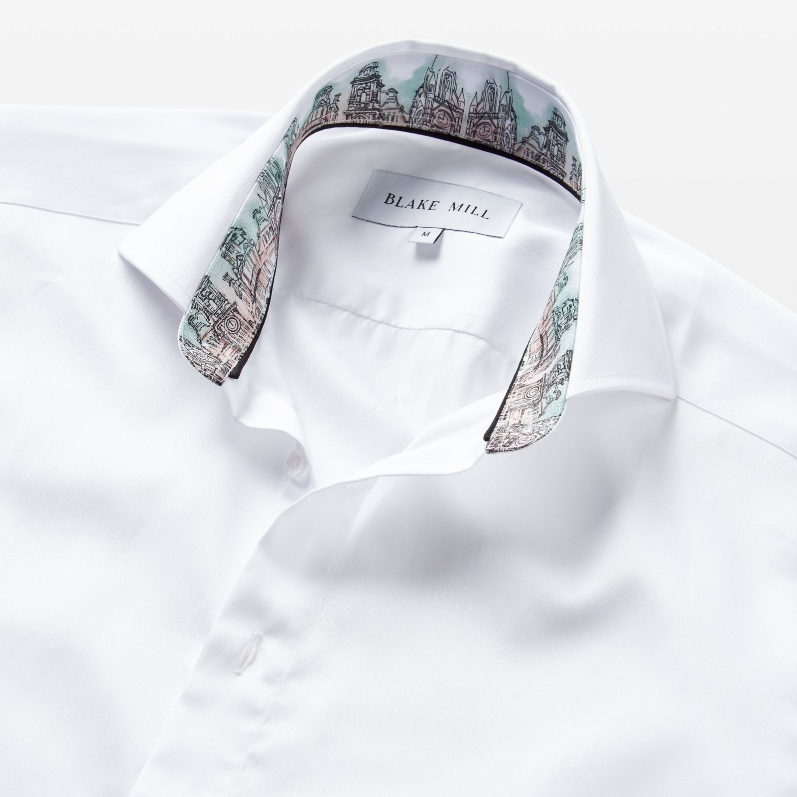 White Sateen with Midland Accents Shirt - Blake Mill