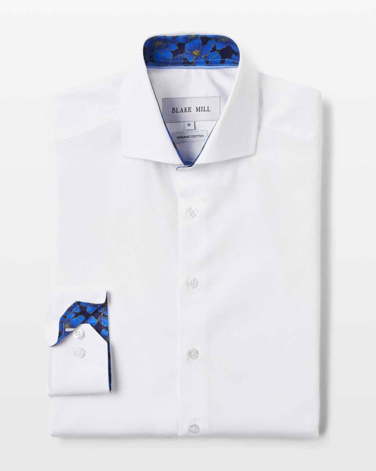 White Textured Shirt with Flowers Under Moonlight Accents - Blake Mill