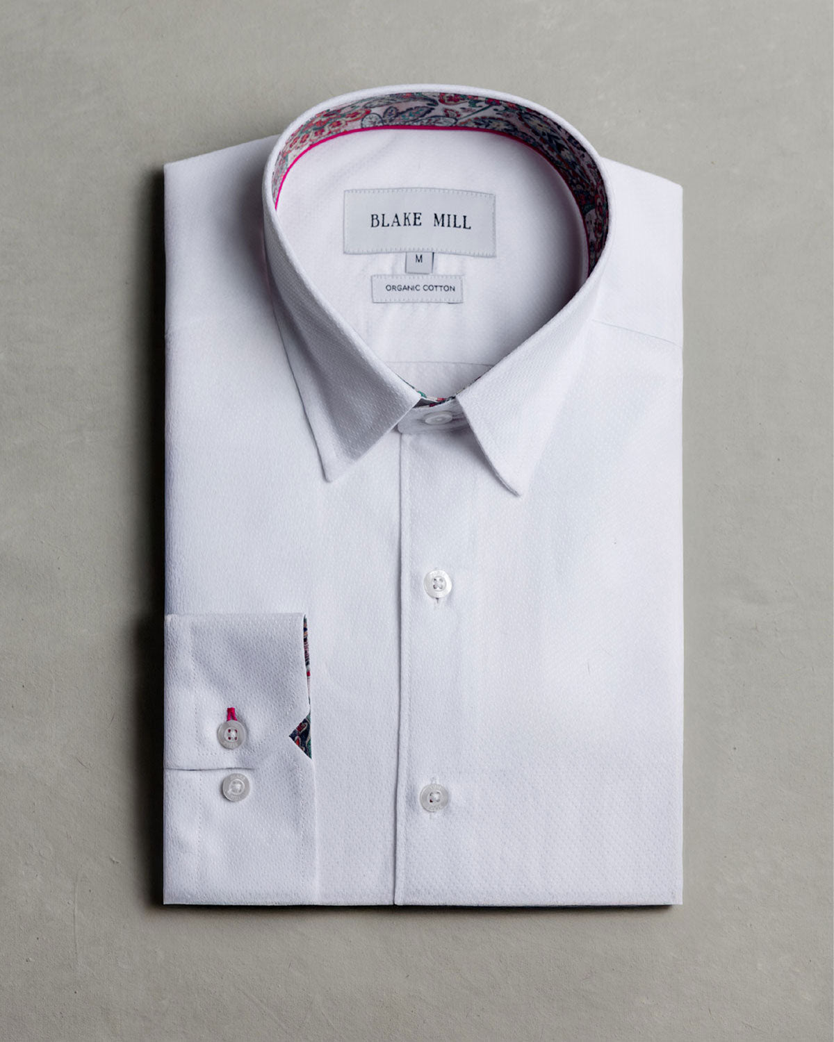 White Textured Shirt with Persian Paisley Accents - Blake Mill