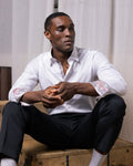 White Textured Shirt with Persian Paisley Accents - Blake Mill