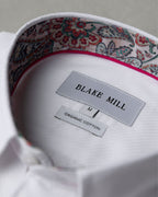 White Textured Shirt with Persian Paisley Accents - Blake Mill