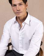 White Textured Shirt with Persian Paisley Accents - Blake Mill