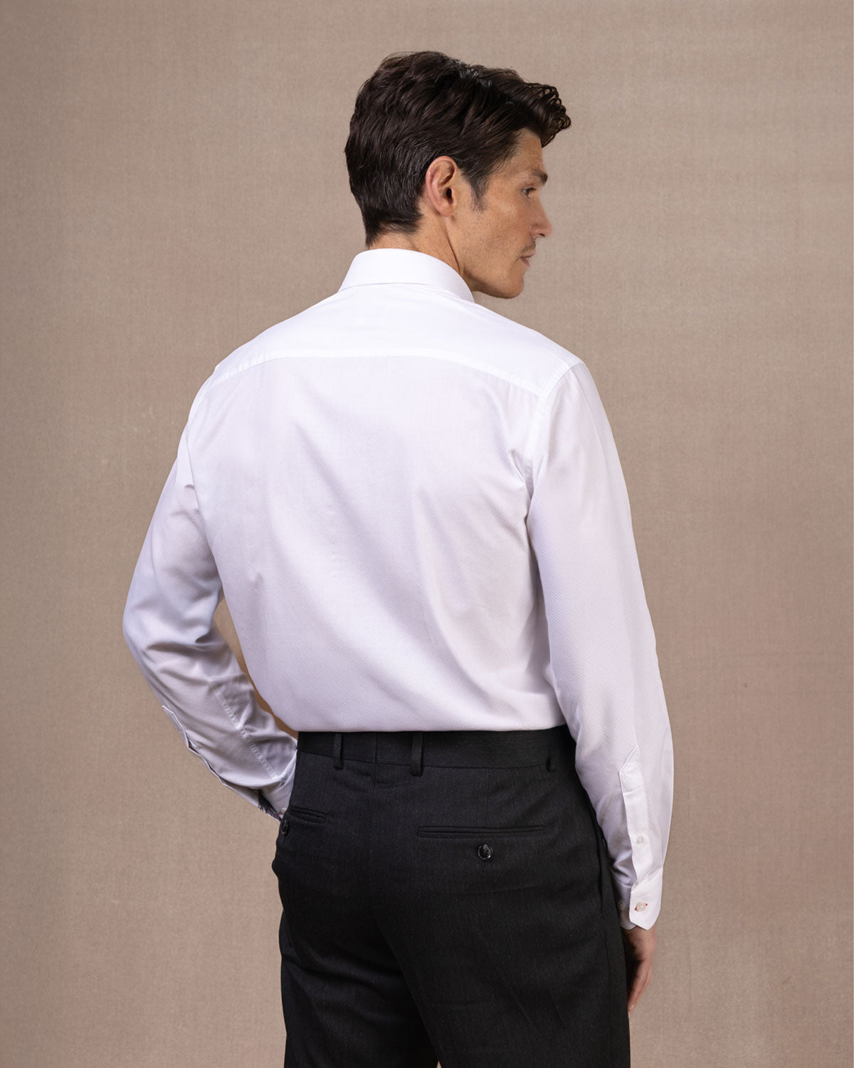 White Textured Shirt with Persian Paisley Accents - Blake Mill