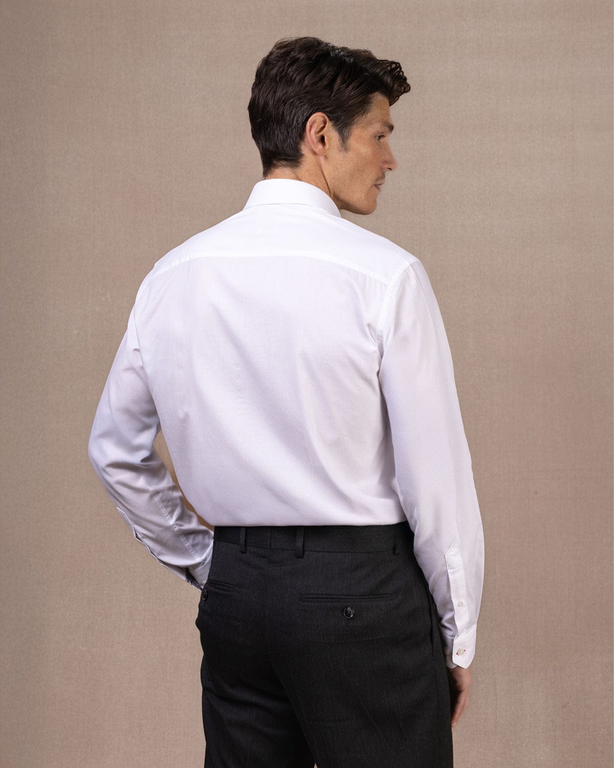 White Textured Shirt with Persian Paisley Accents - Blake Mill