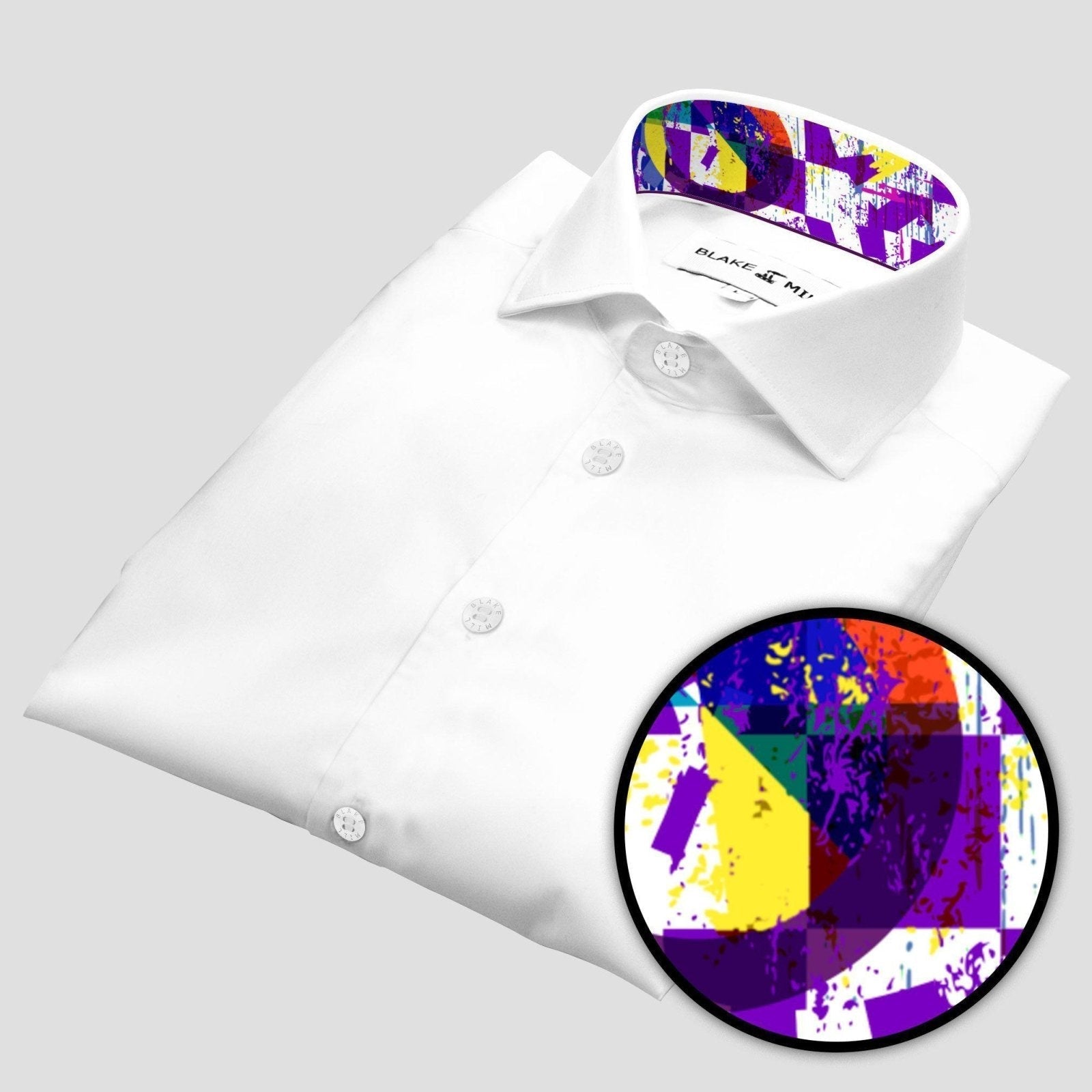 White with Abstract Purple Accents Shirt - Blake Mill