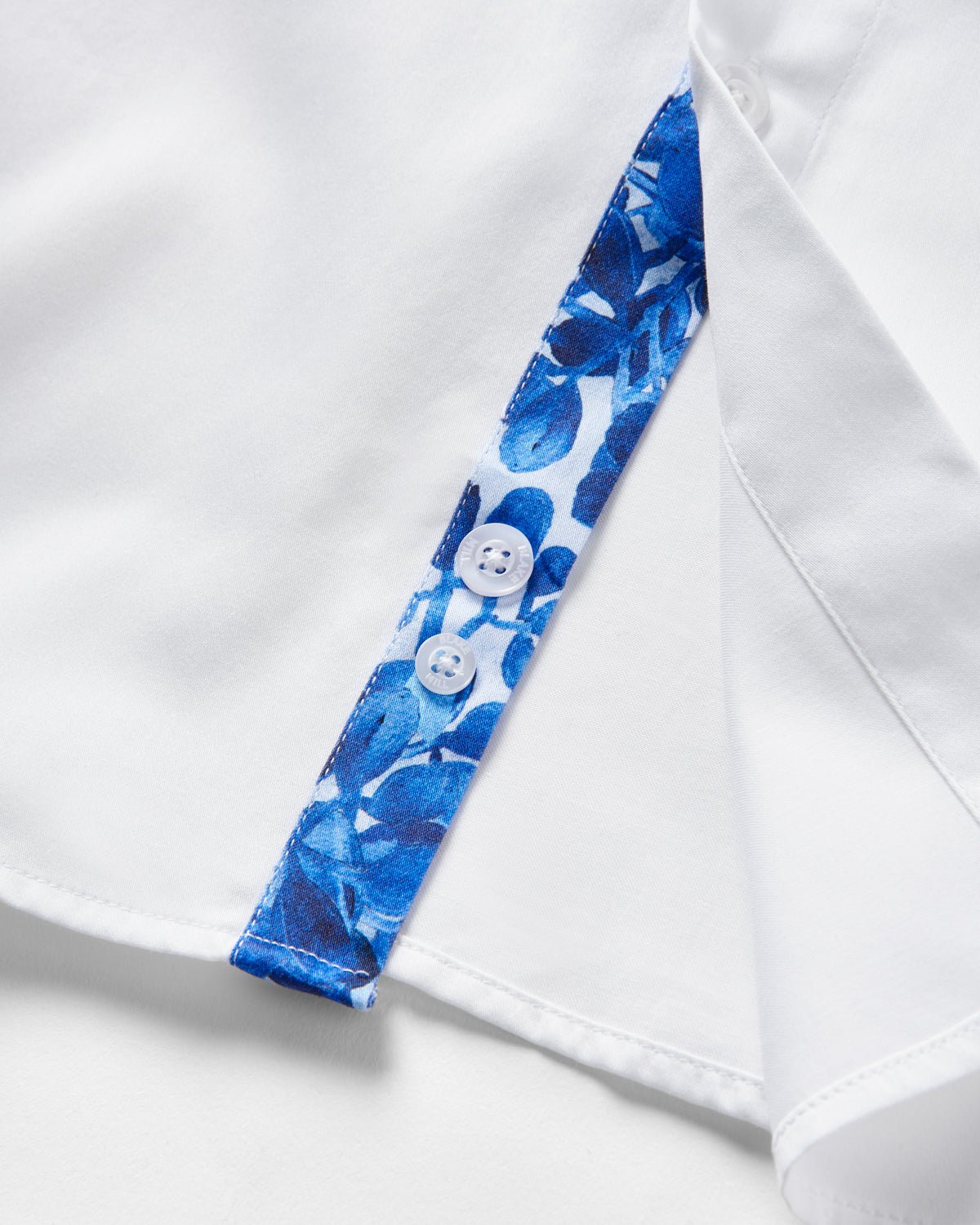 White With Blue Blossom Accents Shirt - Blake Mill