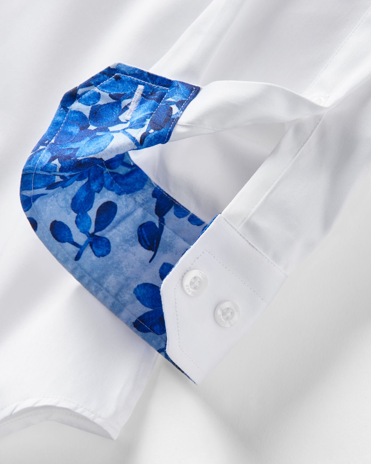 White With Blue Blossom Accents Shirt - Blake Mill