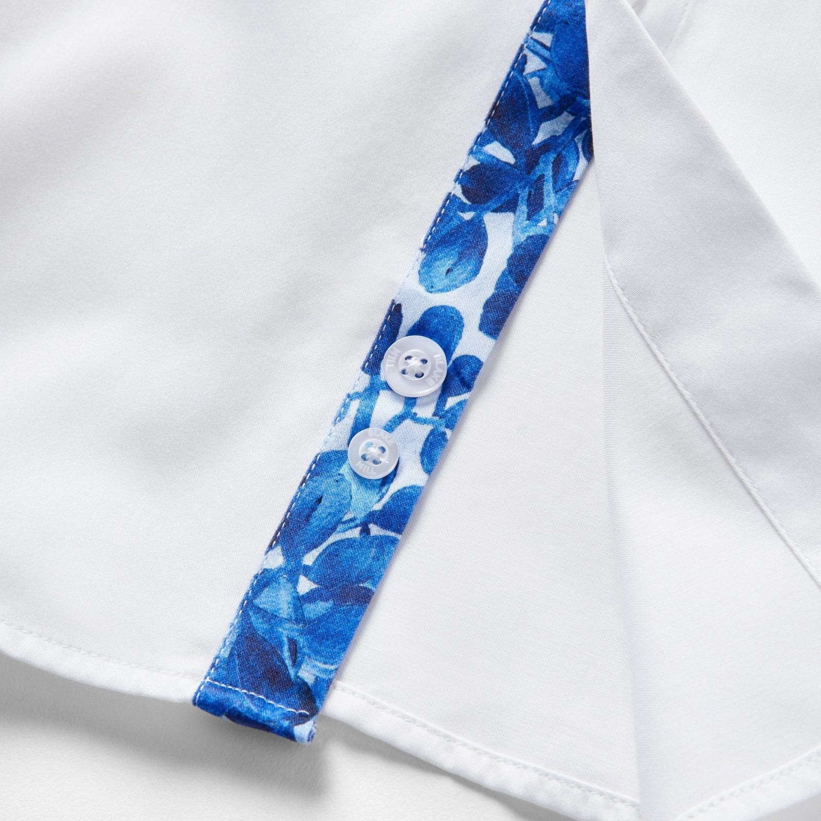 White With Blue Blossom Accents Shirt - Blake Mill