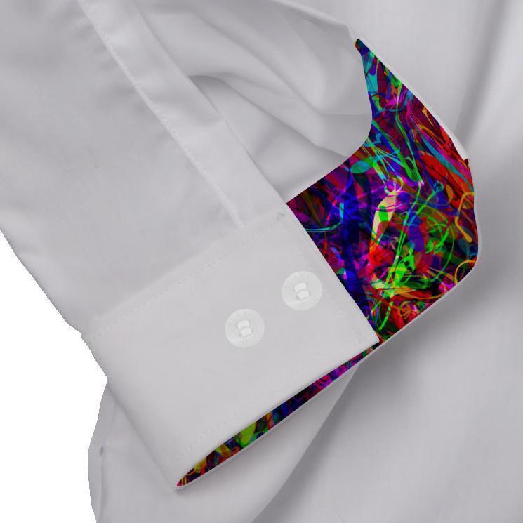 White with Brainwave Hidden Button Shirt - Blake Mill