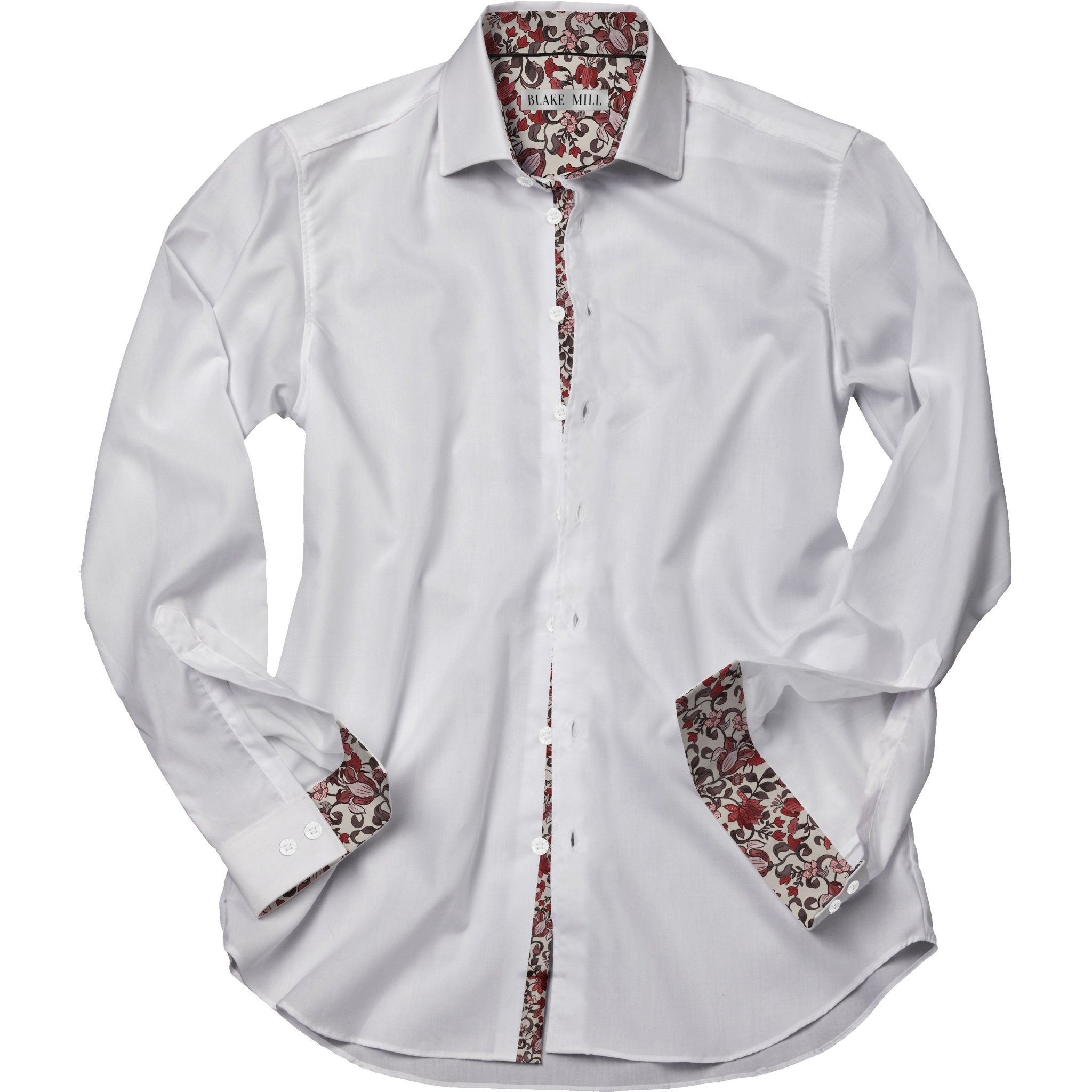 White With Crimson Vine Accents Shirt - Blake Mill