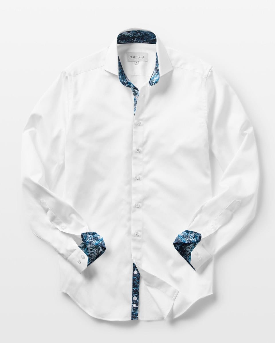 White with Dark Moon Accent Shirt - Blake Mill