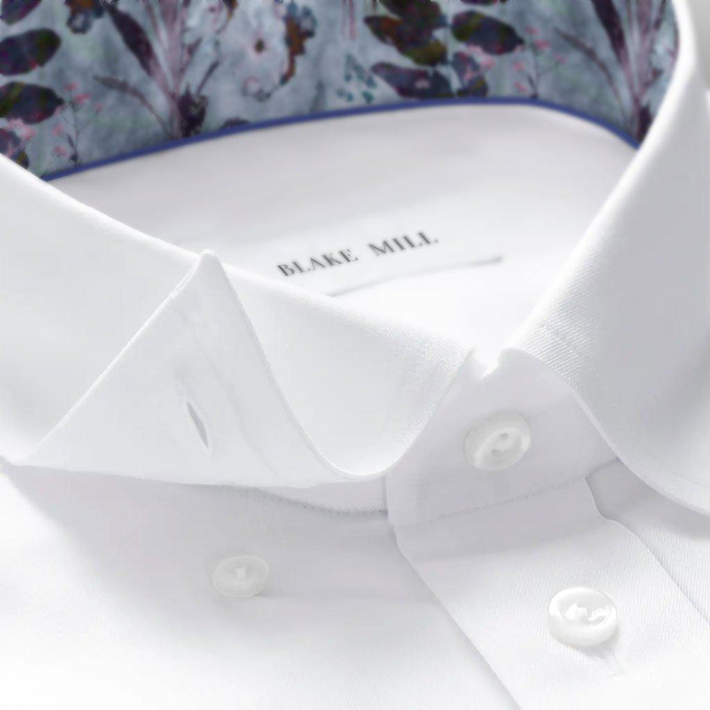 White with Japanese Garden Hidden Button Shirt - Blake Mill