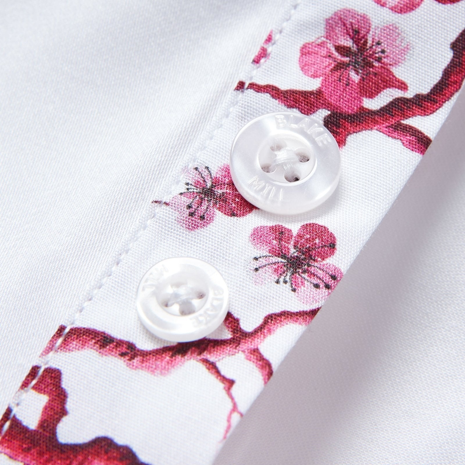 White with Pink Sakura Tree Accents Shirt - Blake Mill