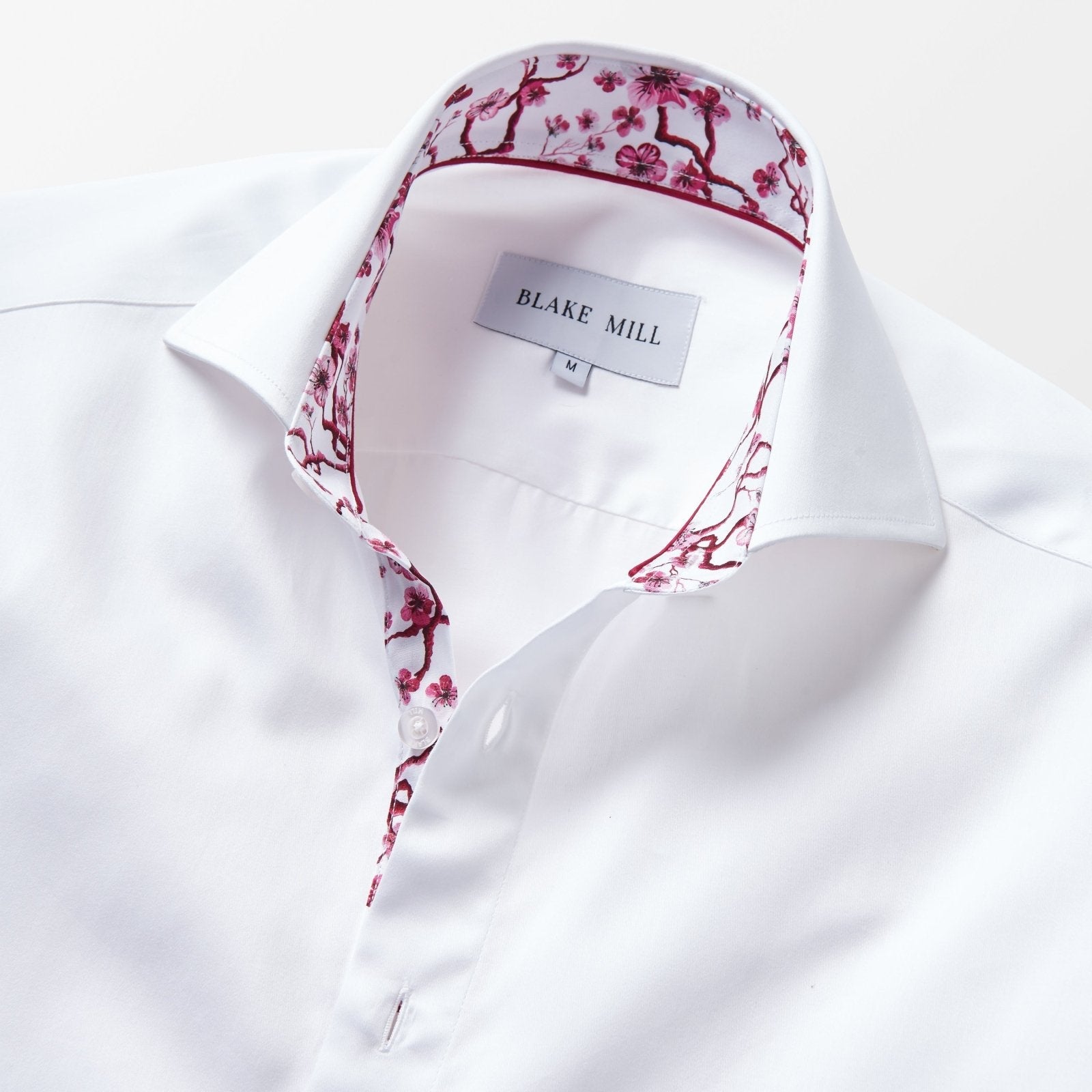 White with Pink Sakura Tree Accents Shirt - Blake Mill