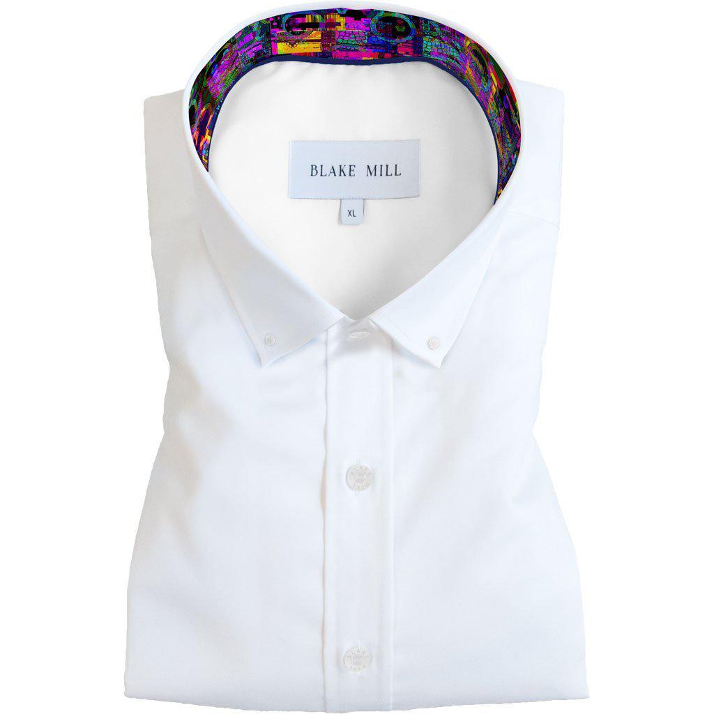 White with Satellite Interference Button - Down Shirt - Blake Mill