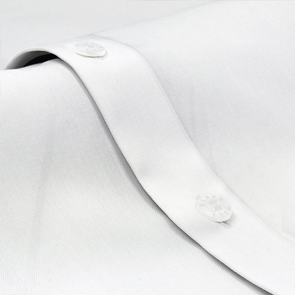 White with Satellite Interference Button - Down Shirt - Blake Mill