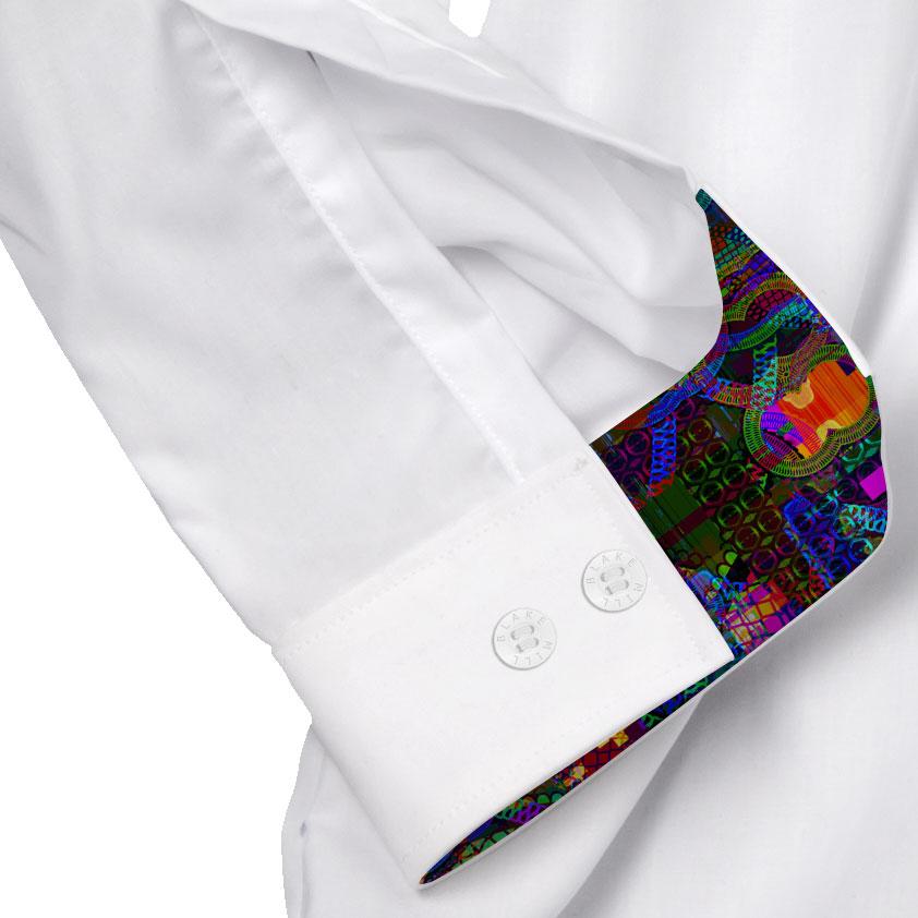 White with Satellite Interference Button - Down Shirt - Blake Mill