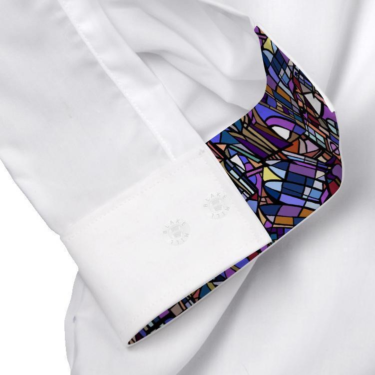 White with Stained Glass Hidden Button Shirt - Blake Mill