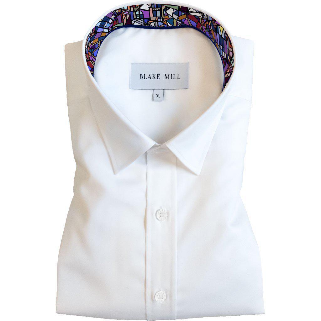 White with Stained Glass Hidden Button Shirt - Blake Mill