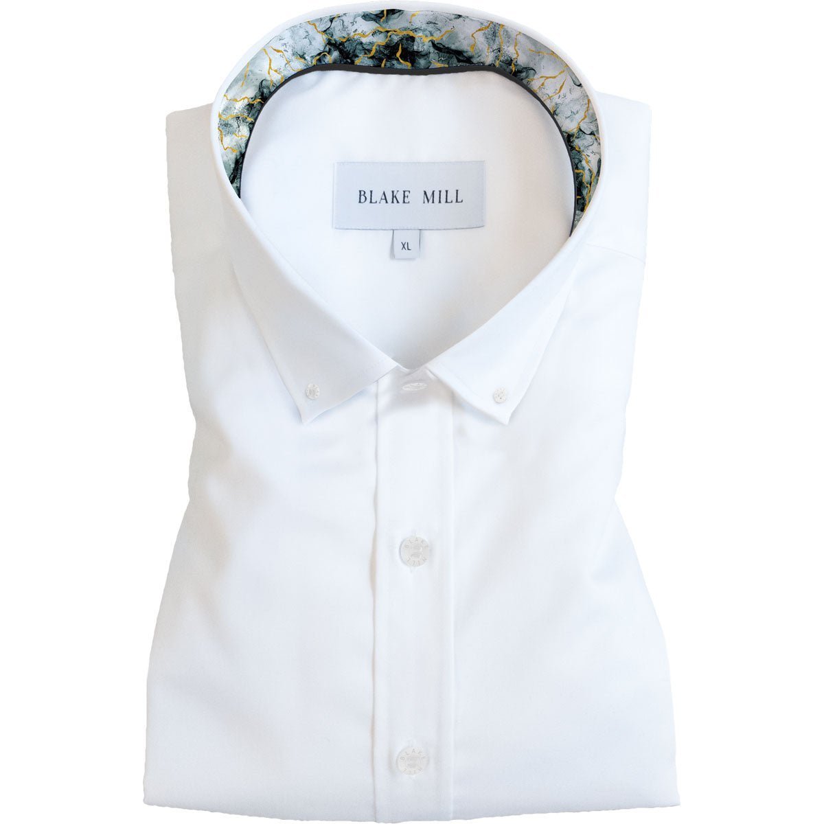 White with Thunderstorm Accents Button - Down Shirt - Blake Mill