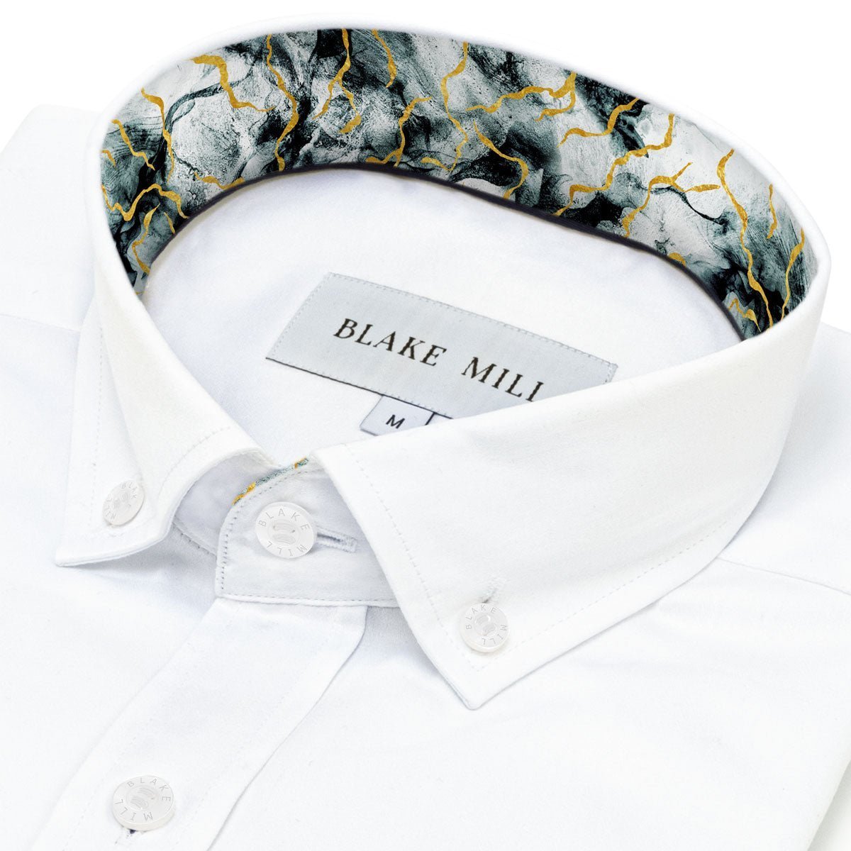 White with Thunderstorm Accents Button - Down Shirt - Blake Mill