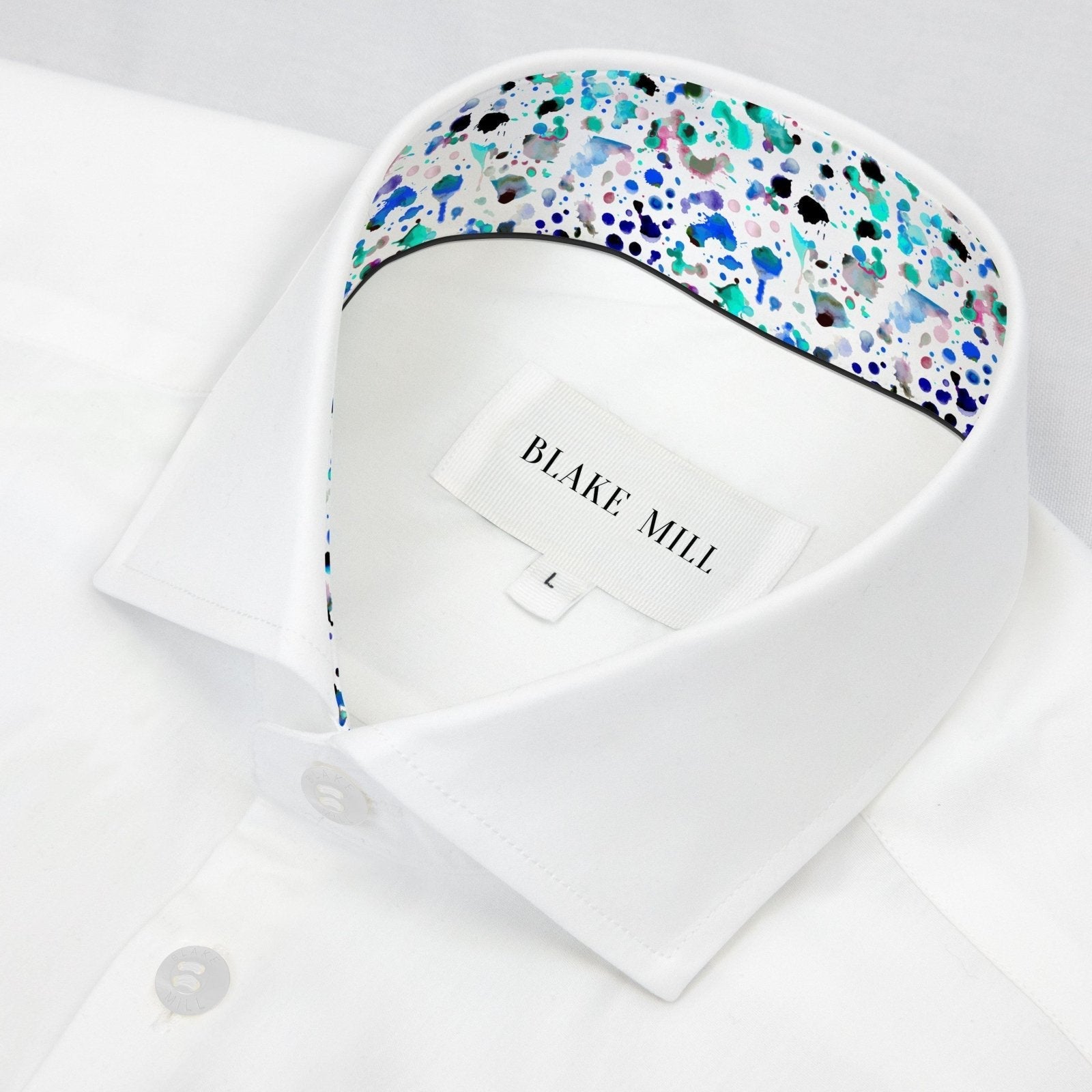 White with Watercolour Accents Shirt - Blake Mill