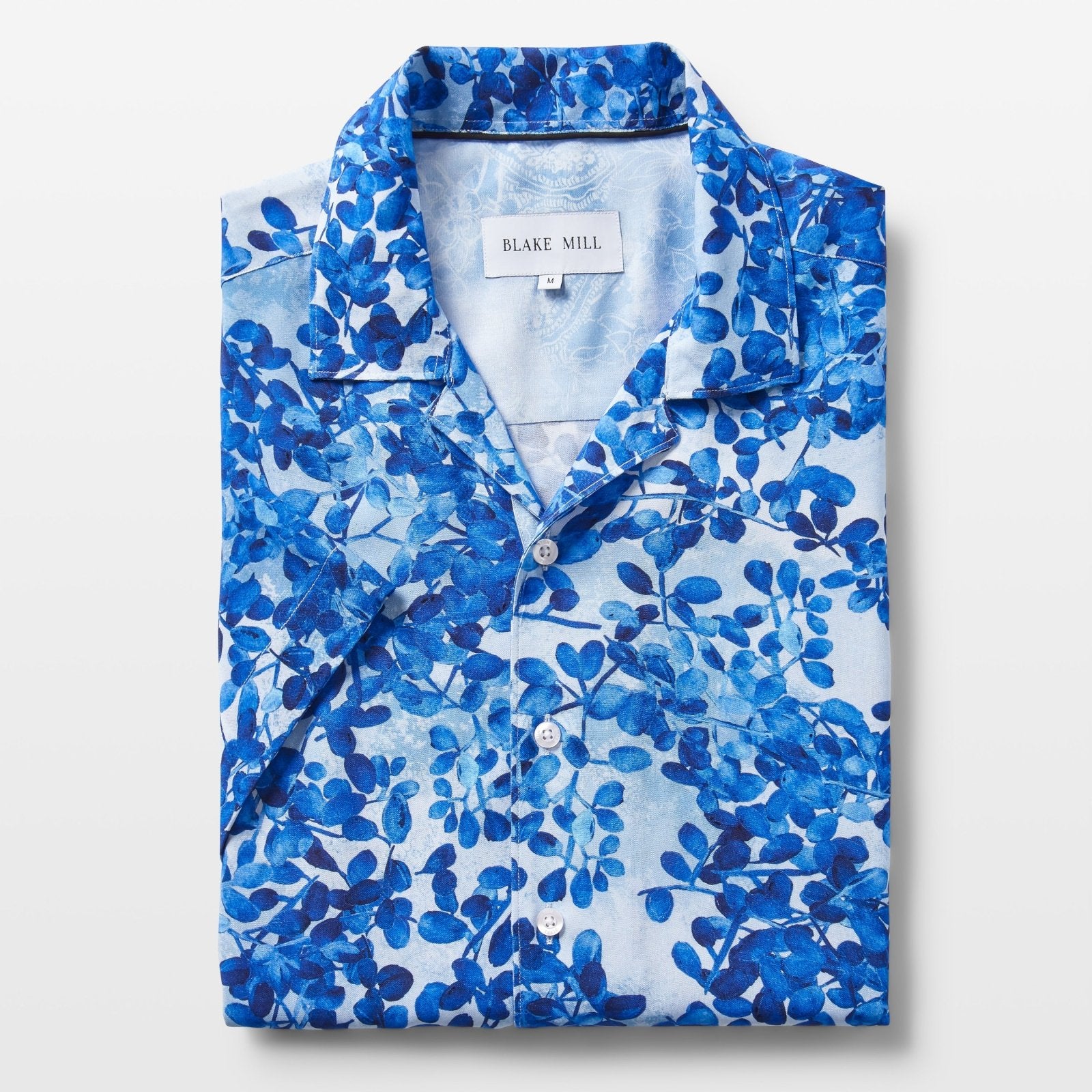 Blue Blossoms Open Collar Shirt - Blake Mill