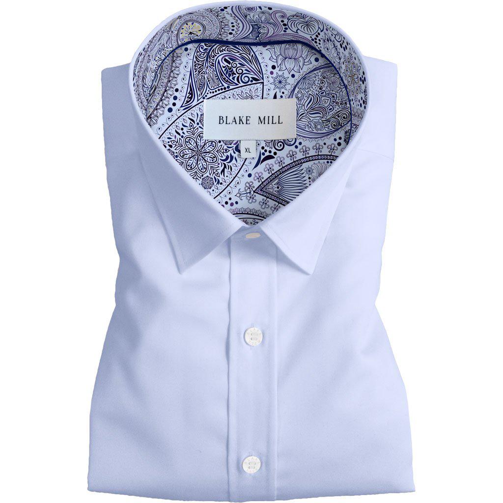 Blue with Peaceful Paisley Hidden Button Shirt - Blake Mill