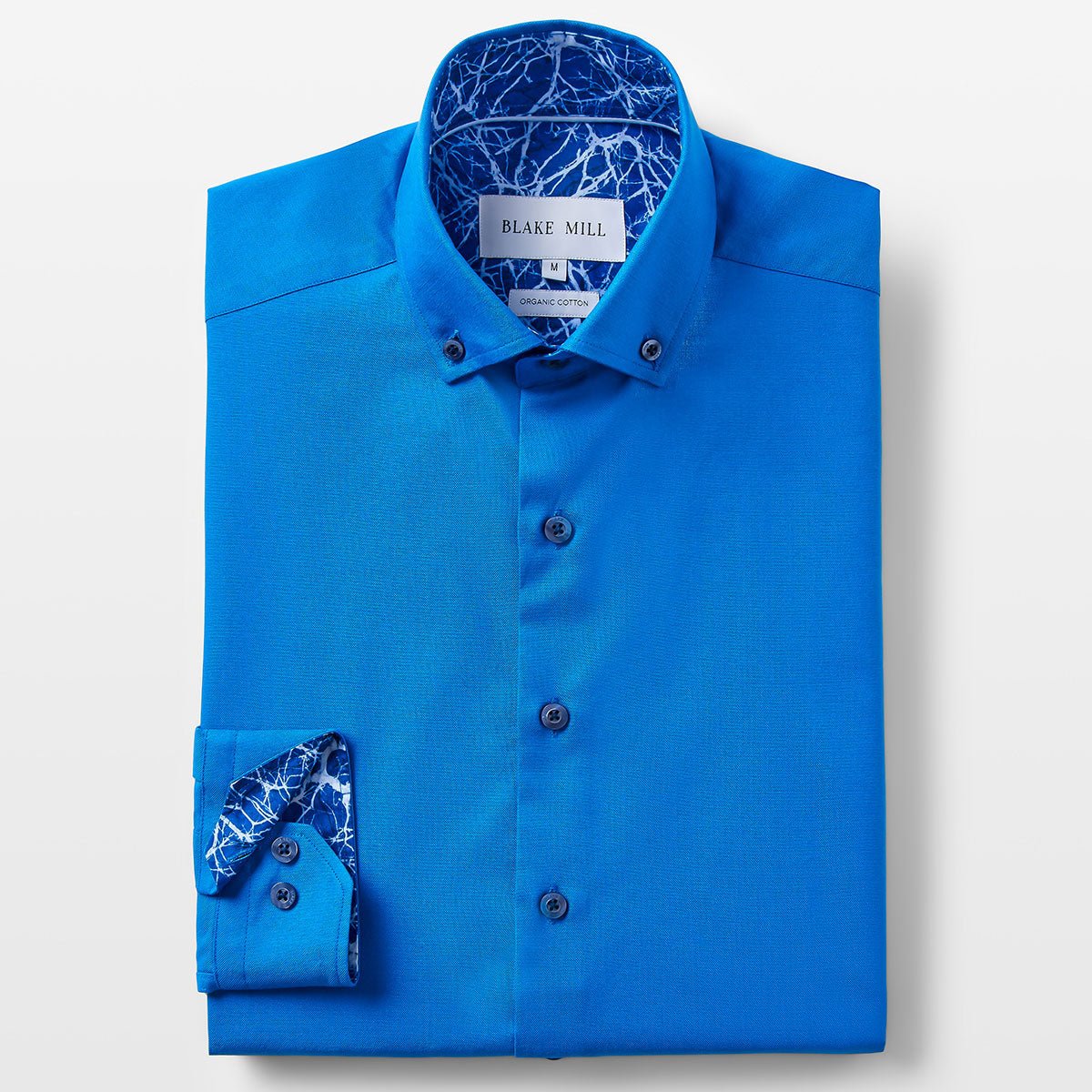 Cobalt Blue Oxford with Mind Maps Accents Button-Down Shirt - Blake Mill