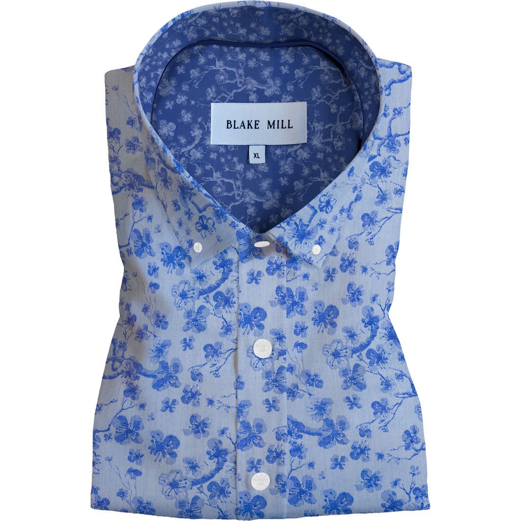 Jacquard Sakura Tree Button-Down Shirt - Blake Mill