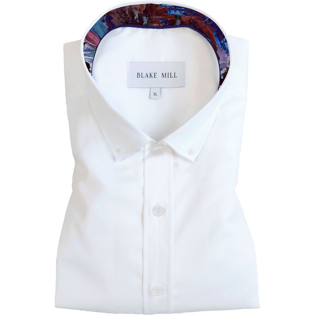 White Oxford with Paintworks Accents Button-Down Shirt - Blake Mill