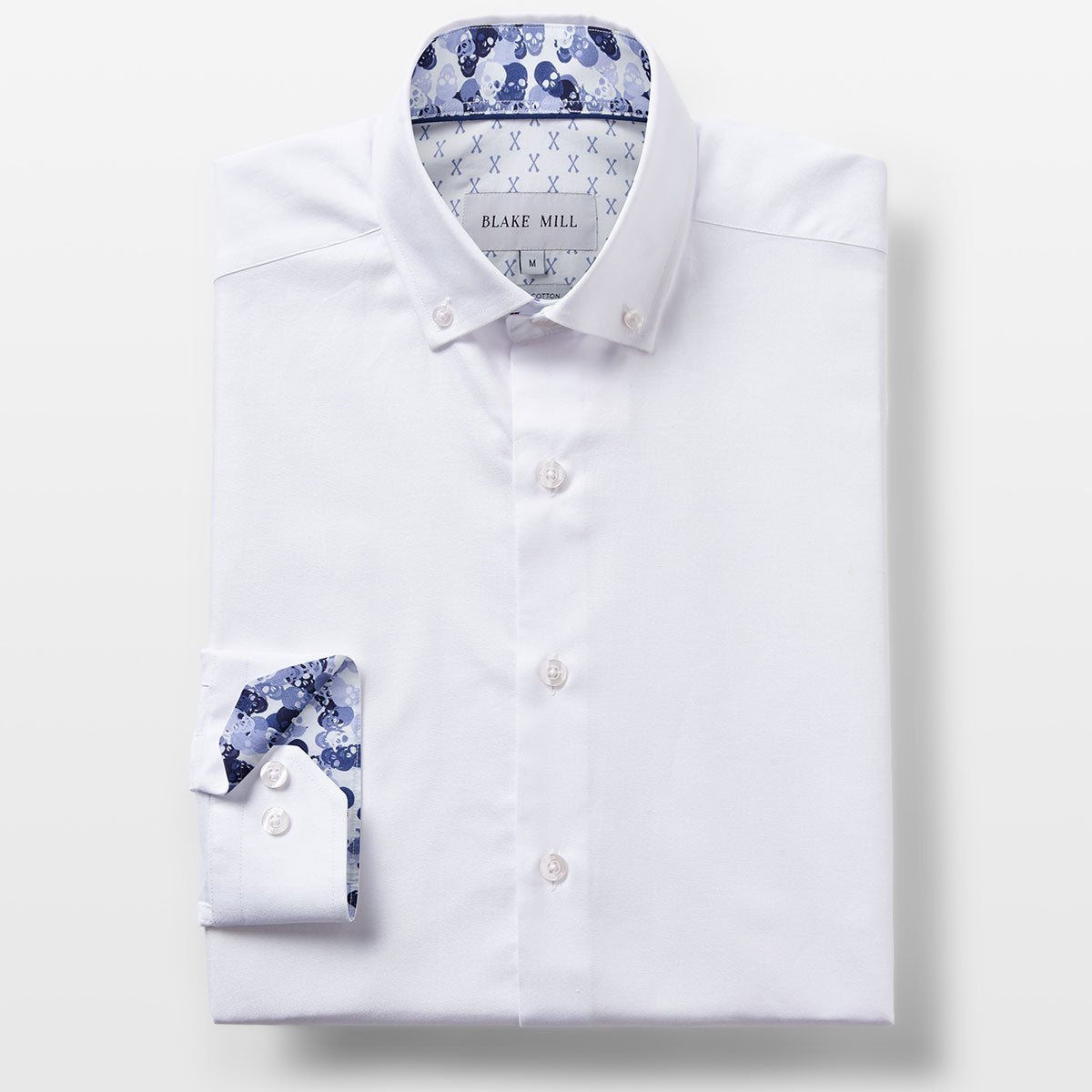 White Oxford with Skulls Accents Button-Down Shirt - Blake Mill