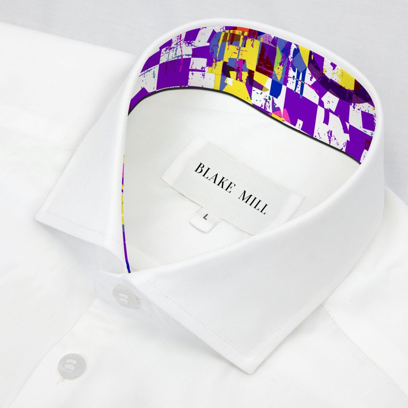White with Abstract Purple Accents Shirt - Blake Mill