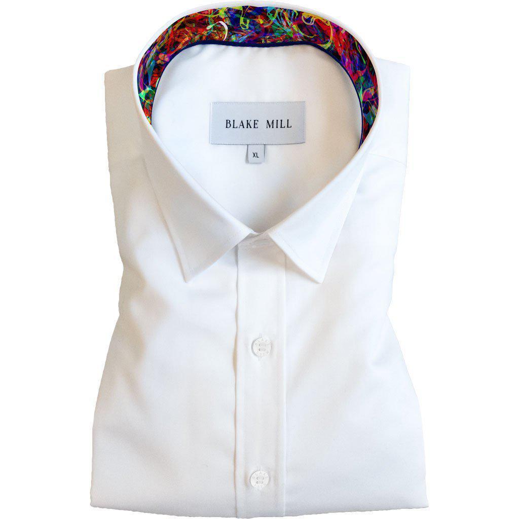 White with Brainwave Hidden Button Shirt - Blake Mill