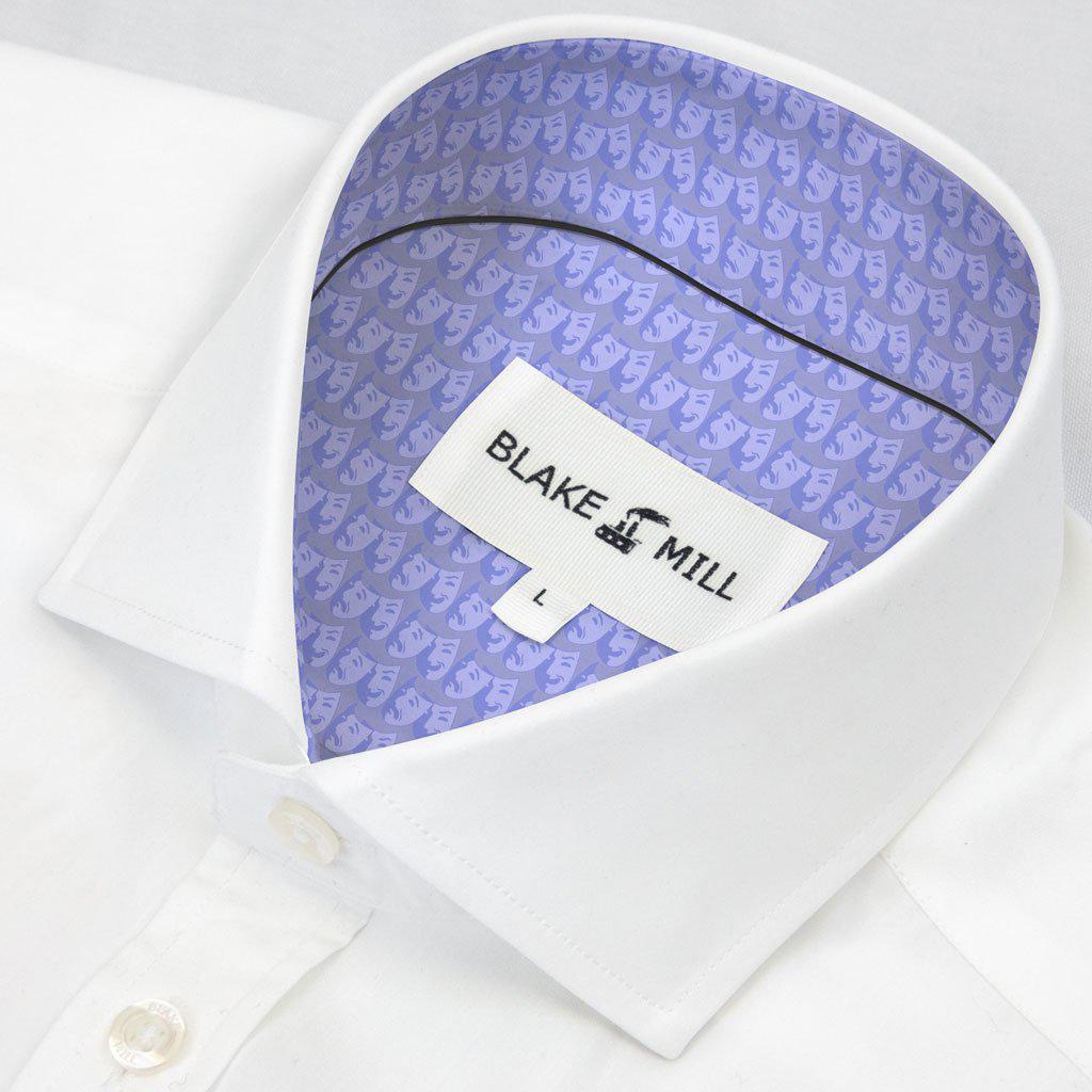 White With Comedy And Tragedy Blue Accents Shirt - Blake Mill