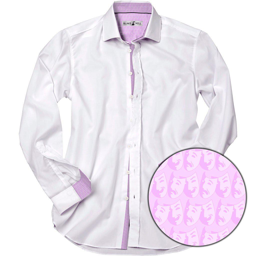 White With Comedy And Tragedy Pink Accents Shirt - Blake Mill