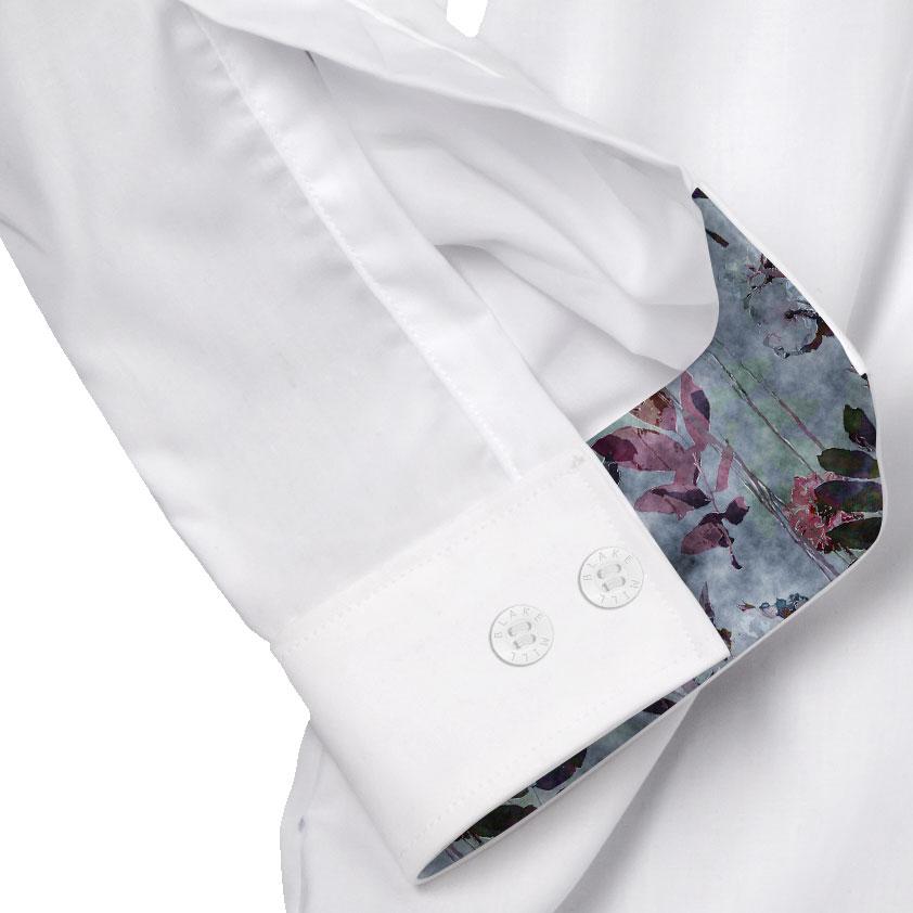 White with Japanese Garden Button-Down Shirt - Blake Mill
