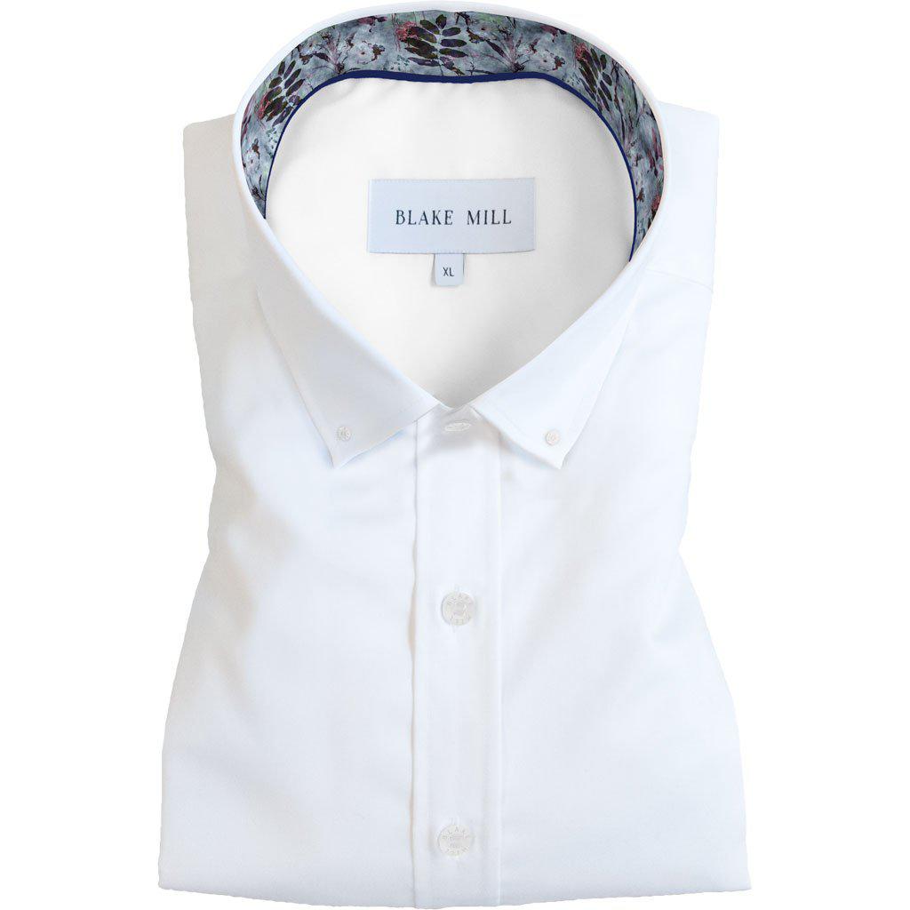 White with Japanese Garden Button-Down Shirt - Blake Mill