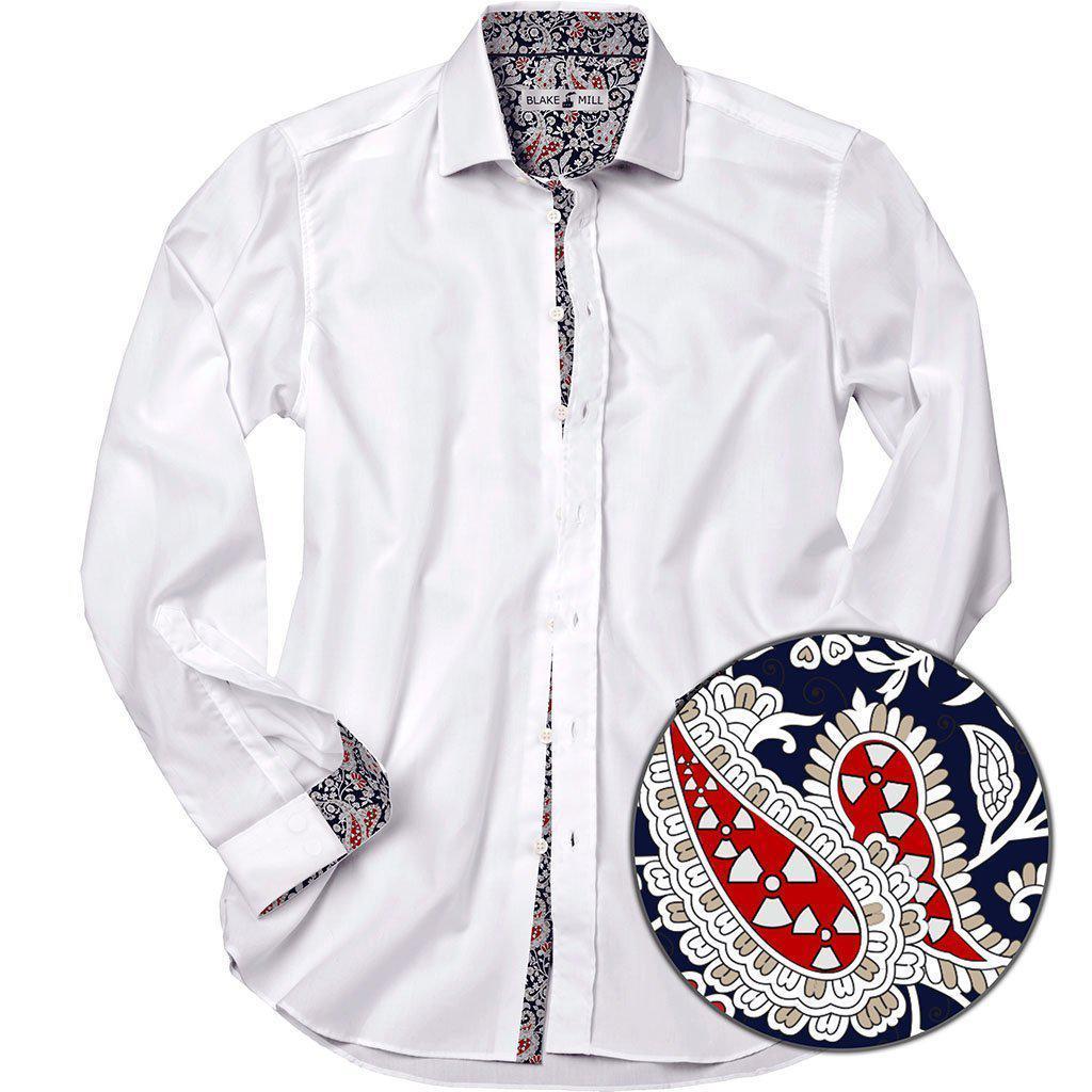 White With Radioactive Paisley Accents Shirt - Blake Mill