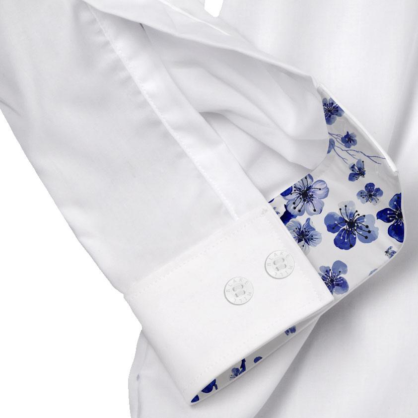 White with Sakura Tree Button-Down Shirt - Blake Mill