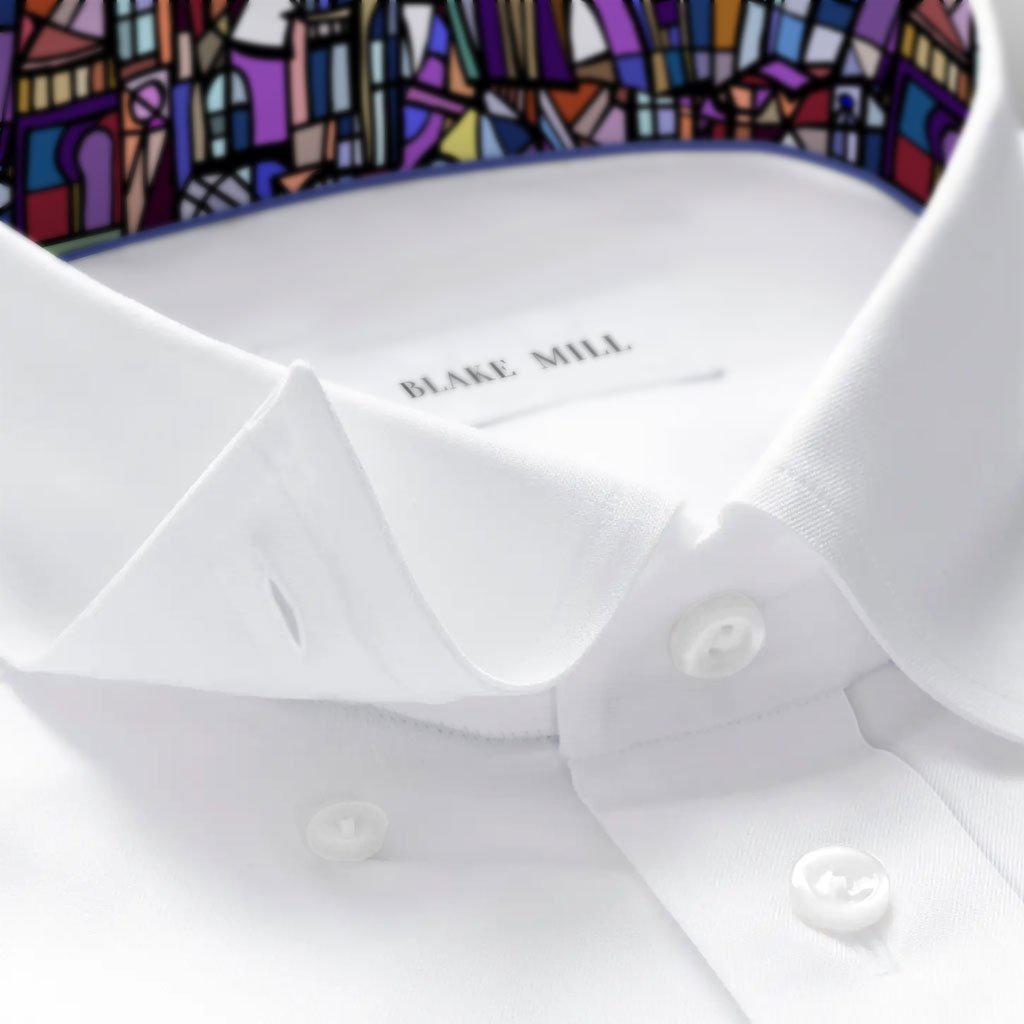 White with Stained Glass Hidden Button Shirt - Blake Mill