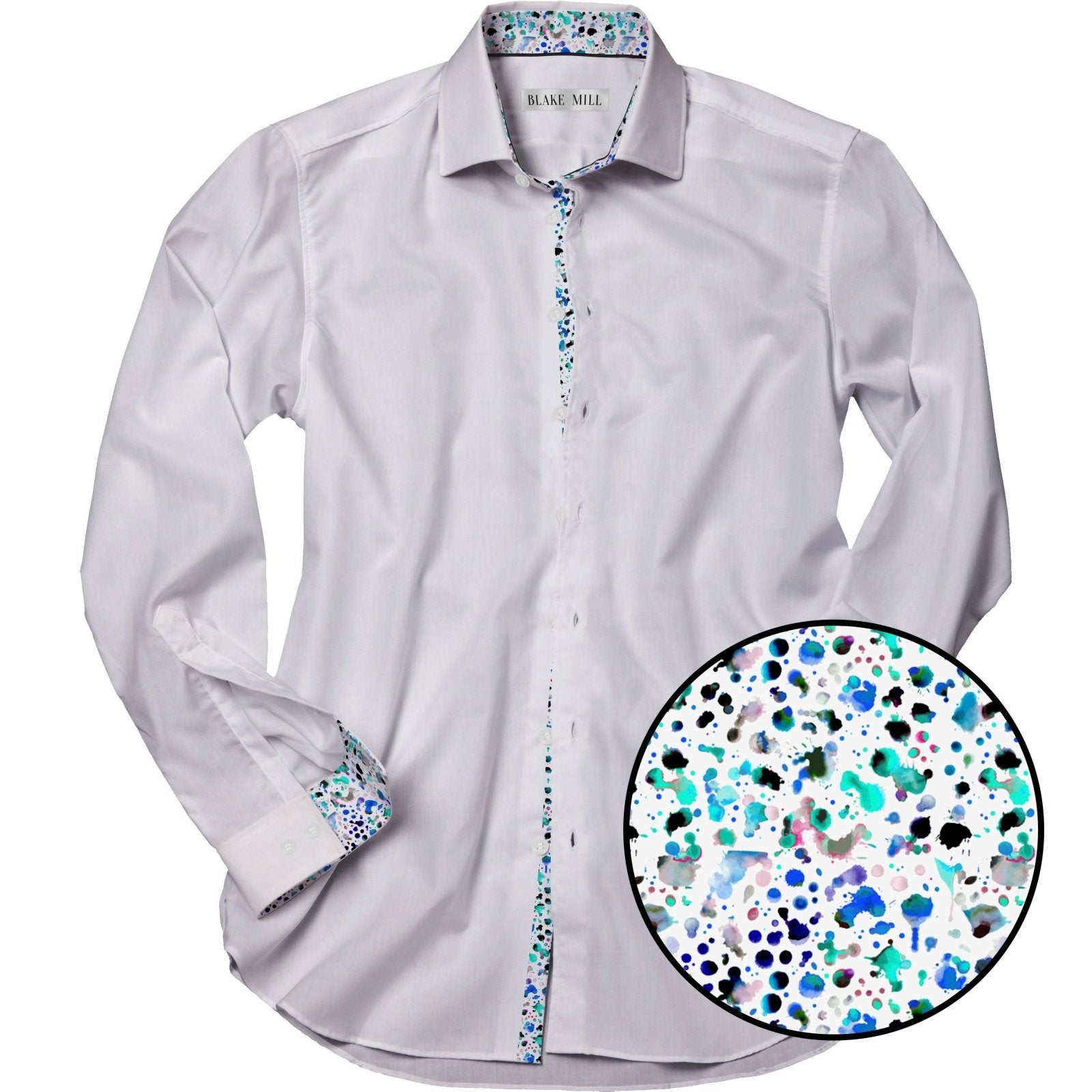 White with Watercolour Accents Shirt - Blake Mill