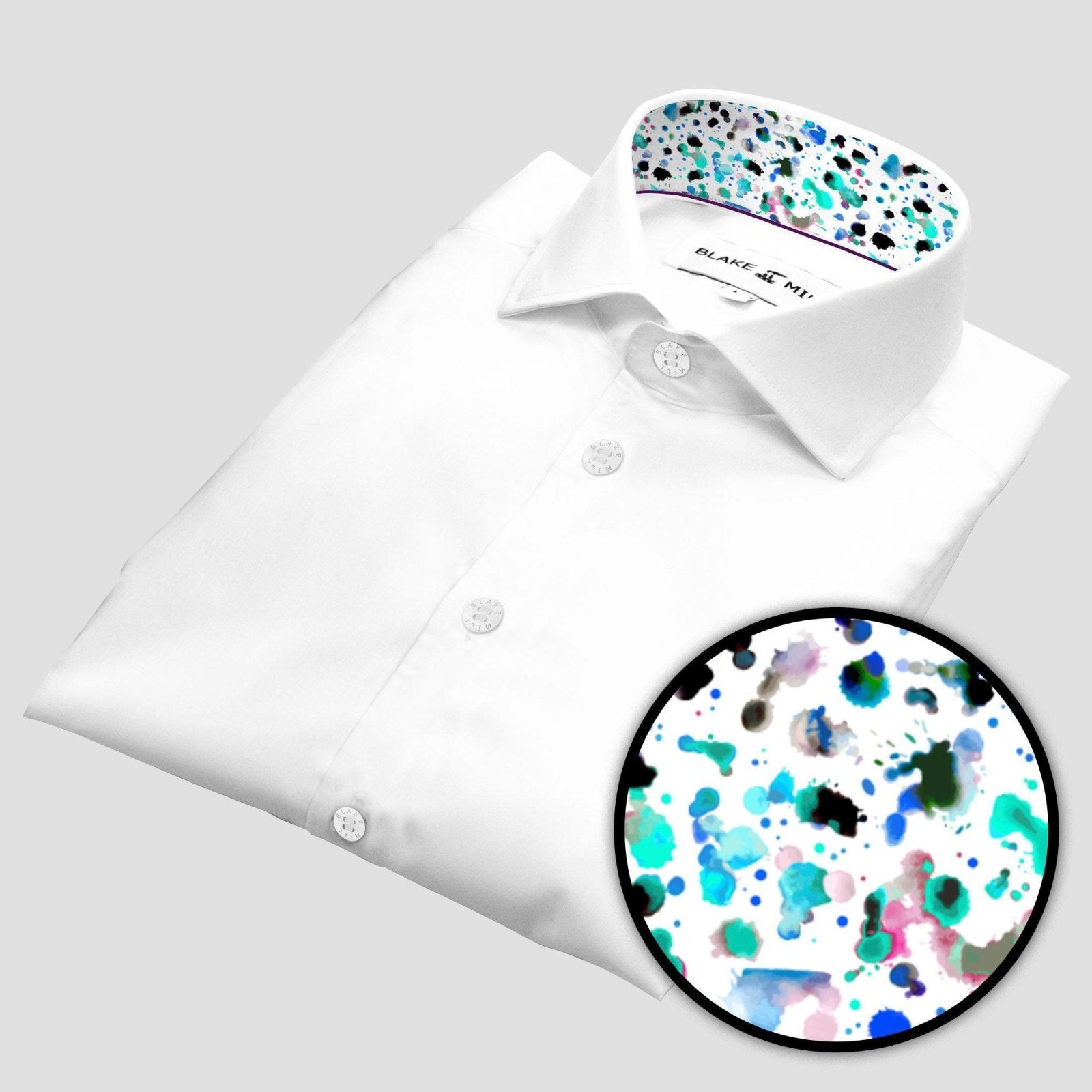White with Watercolour Accents Shirt - Blake Mill