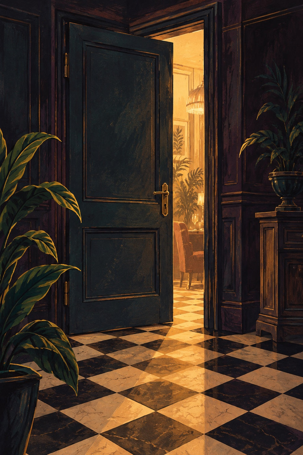 An open speakeasy door with a warm light inviting you inside.